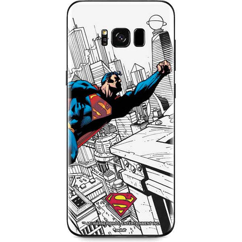 DC Comics Superman Flying Over City Pose Galaxy S8 Plus Skin